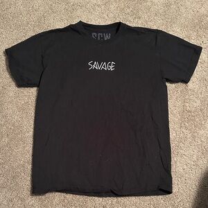 Salvage Black Tee with White Graphic